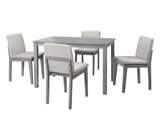 Grey Finish 5 Piece Dining Room Set Dining Table 4x Chairs Beige Fabric Chairs