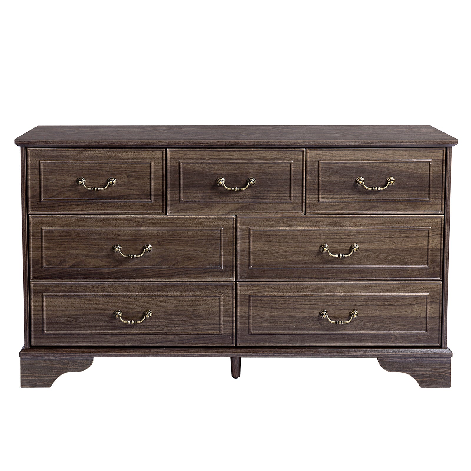 Brown P2 MDF 137x40x80CM 3-layer 7-drawer Chest Of Drawers 1pcs