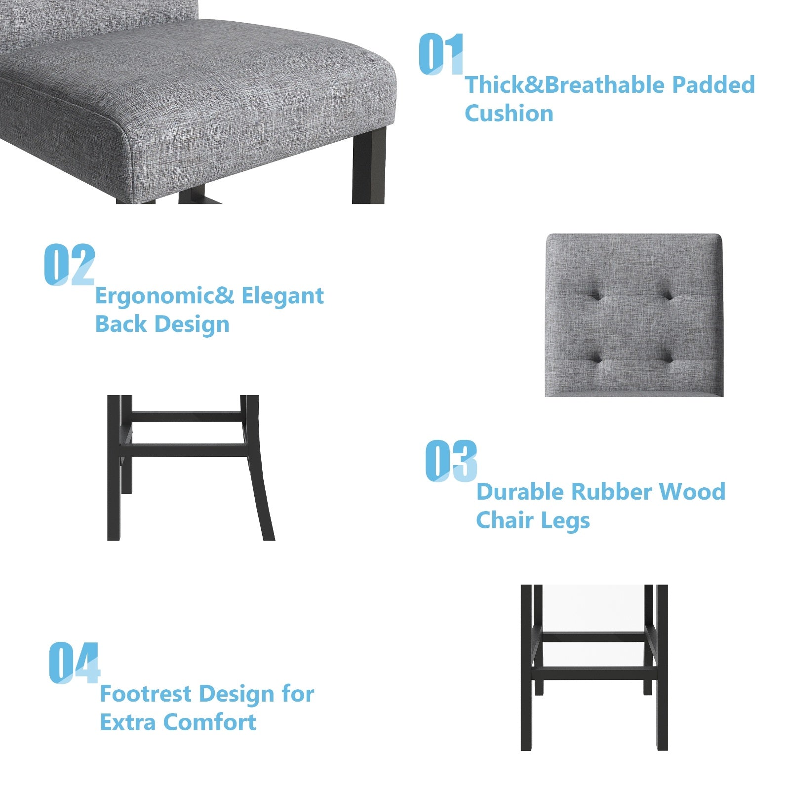 TOPMAX 5-Piece Counter Height Dining Set, Wood TableChairs Stools W Footrest