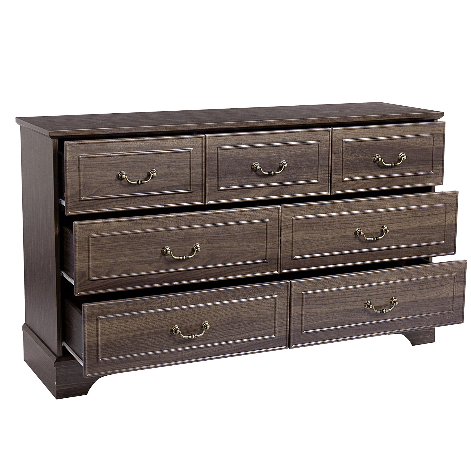 Brown P2 MDF 137x40x80CM 3-layer 7-drawer Chest Of Drawers 1pcs