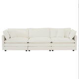 Mid-Century Modern Couch 3-Seater Sofa With 2 Armrest Pillows And 3 Toss Pillows, Couch For Living Room White Chenille