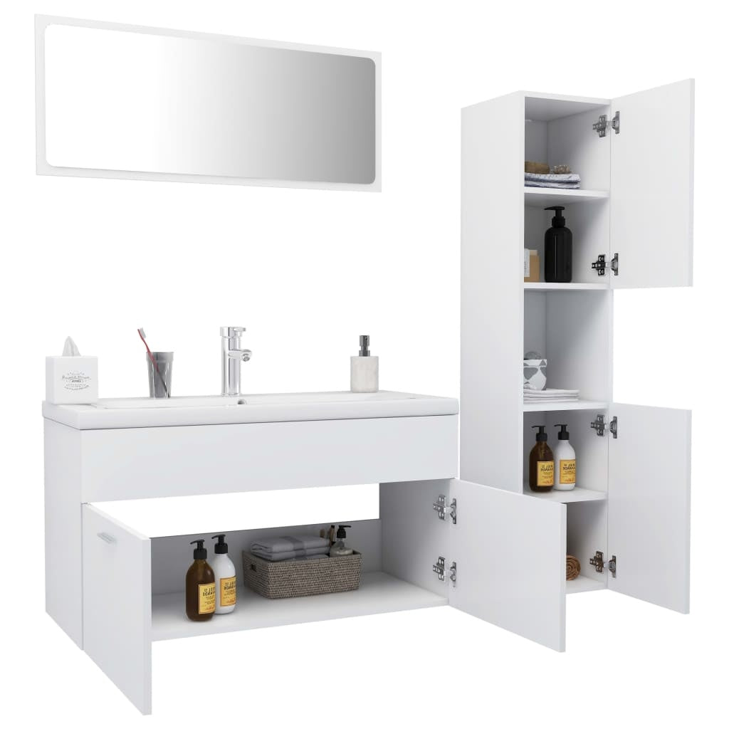 Bathroom Furniture Set White Wood