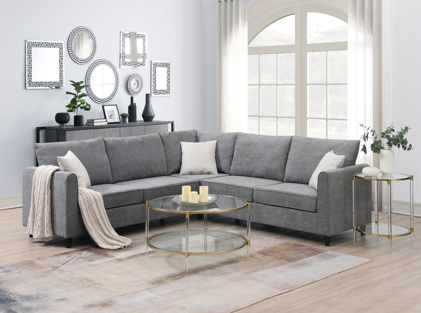 New 91 91Modern L-Shape Sectional SofaUpholstered Living Room Couch