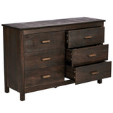 Brown MDF Veneer 120x40x80 Double-row Six-drawer Chest Of Drawers