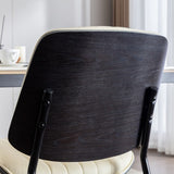 Dining Chairs Set Of 2 Mid Century Modern Retro Faux Leather Chair With Walnut Bentwood Back Upholstered Seat Metal Legs Adjustable Foot For Kitchen Dining Room Chairs