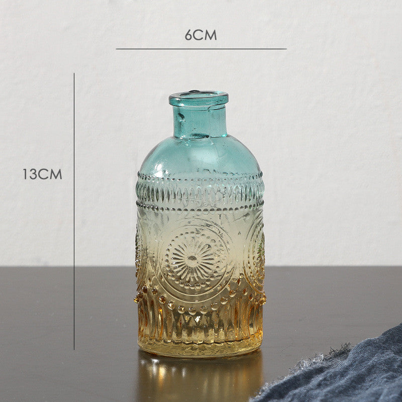 Embossed glass transparent vase tabletop decoration