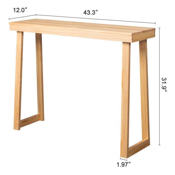 Wooden Trapezoidal Leg Tabletop With Edge Pine Entrance Table
