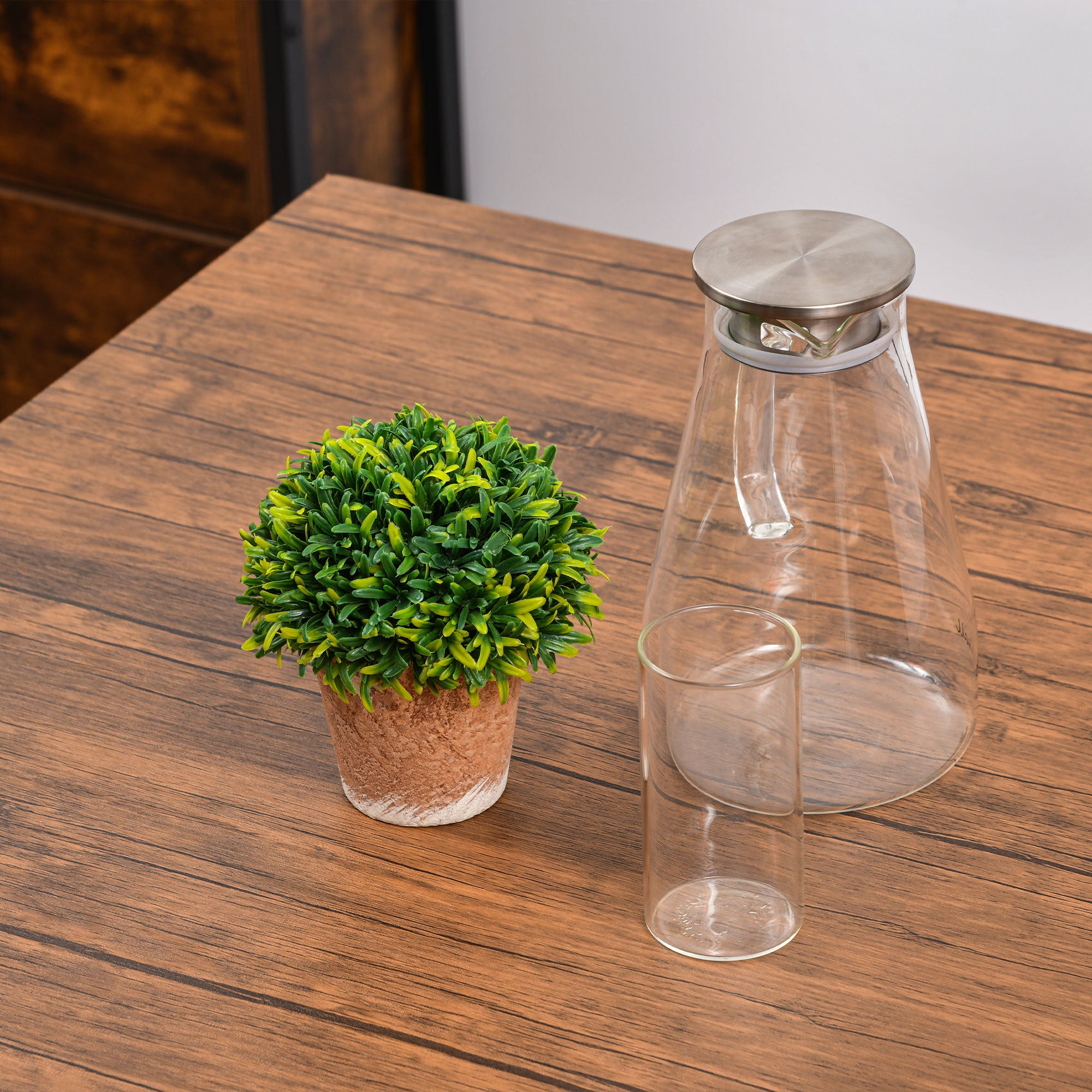 Dining Table Set 5-Piece Modern Counter Height With 4 Chairs Walnut