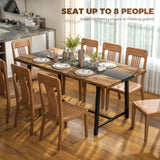 Industrial Kitchen Table For 8 People, 70.9 Long Dining Table With Large Tabletop And Steel Legs For Dining Room, Brown