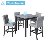 TOPMAX 5-Piece Counter Height Dining Set, Wood TableChairs Stools W Footrest
