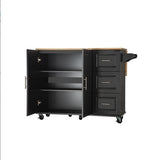 Kitchen Island And Kitchen Trolley, Mobile Kite Island, With Extendable Rubberwood Tabletop, Adjustable Cabinet Shelves