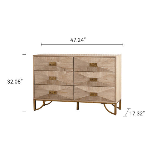 6 Drawers Dresser, Modern Dressers & Chests Of Drawers, TV Stand,Light Wood Dresser For Bedroom,Living Room,Hallway