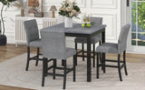 TOPMAX 5-Piece Counter Height Dining Set, Wood TableChairs Stools W Footrest