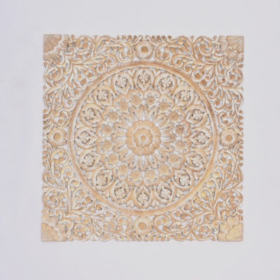 Wooden Floral Hand Carved Mandala Square Wall Decor-48X48
