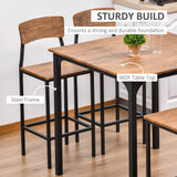 Dining Table Set 5-Piece Modern Counter Height With 4 Chairs Walnut