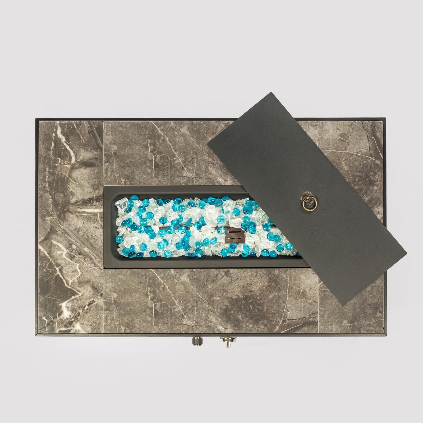 Outdoor Fire Table Propane Pit Rattan With Tile Tabletop