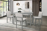 Grey Finish 5 Piece Dining Room Set Dining Table 4x Chairs Beige Fabric Chairs