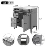 30'' Bathroom Vanity With Top Sink, Modern Bathroom Storage Cabinet With 2 Drawers And A Tip-out Drawer, Freestanding Vanity Set With Mirror Cabinet, Single Sink Bathroom Vanity