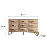 9 Drawers Dresser, Modern Dressers & Chests Of Drawers, TV Stand,Light Wood Dresser For Bedroom,Living Room,Hallway