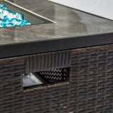 Outdoor Fire Table Propane Pit Rattan With Tile Tabletop