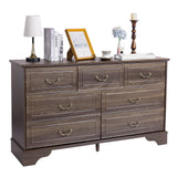 Brown P2 MDF 137x40x80CM 3-layer 7-drawer Chest Of Drawers 1pcs