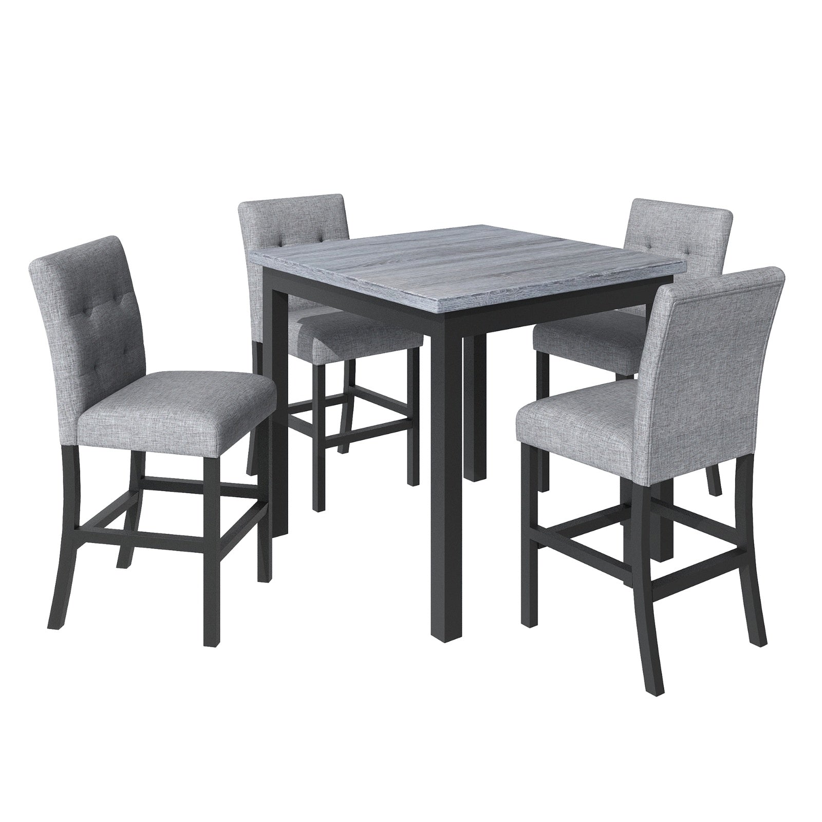 TOPMAX 5-Piece Counter Height Dining Set, Wood TableChairs Stools W Footrest