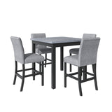 TOPMAX 5-Piece Counter Height Dining Set, Wood TableChairs Stools W Footrest