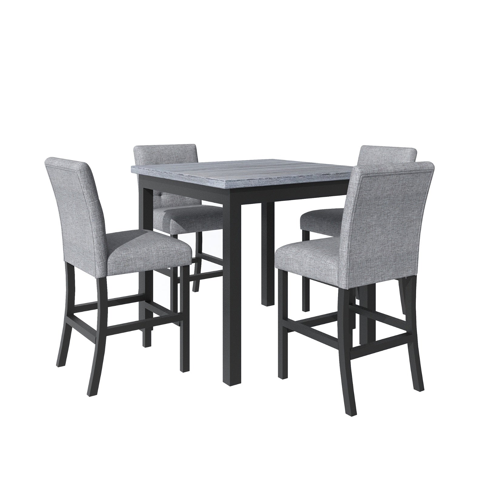 TOPMAX 5-Piece Counter Height Dining Set, Wood TableChairs Stools W Footrest