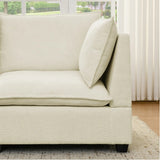 Convertible Sectional Sofa Couch With Ottoman, Cloud Couch 4 Seat L Shaped Sofa With Padded Armrests And Ottoman .Cloud Sofa For Living Room, Apartment And Office, Beige Beige White