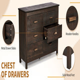 Brown MDF Veneer 120x40x80 Double-row Six-drawer Chest Of Drawers