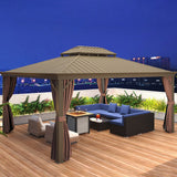 7-Piece Rattan Couch, Outdoor Patio Furniture Set, With Removable Cushions And Ottoman, Glass Coffee Table- Dark CoffeeBlue