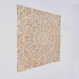 Wooden Floral Hand Carved Mandala Square Wall Decor-48X48