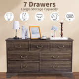 Brown P2 MDF 137x40x80CM 3-layer 7-drawer Chest Of Drawers 1pcs