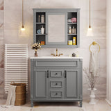 36'' Bathroom Vanity With Top Sink, Royal Blue Mirror Cabinet, Modern Bathroom Storage Cabinet With 2 Soft Closing Doors And 2 Drawers, Single Sink Bathroom Vanity