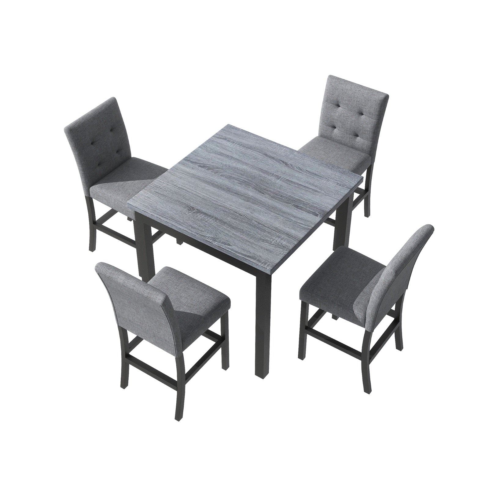 TOPMAX 5-Piece Counter Height Dining Set, Wood TableChairs Stools W Footrest