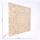 Wooden Floral Hand Carved Mandala Square Wall Decor-48X48