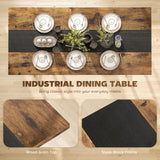 Industrial Kitchen Table For 8 People, 70.9 Long Dining Table With Large Tabletop And Steel Legs For Dining Room, Brown