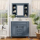36'' Bathroom Vanity With Top Sink, Royal Blue Mirror Cabinet, Modern Bathroom Storage Cabinet With 2 Soft Closing Doors And 2 Drawers, Single Sink Bathroom Vanity