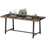 Industrial Kitchen Table For 8 People, 70.9 Long Dining Table With Large Tabletop And Steel Legs For Dining Room, Brown