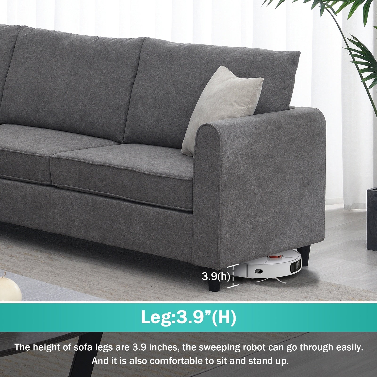 New 91 91Modern L-Shape Sectional SofaUpholstered Living Room Couch
