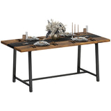 Industrial Kitchen Table For 8 People, 70.9 Long Dining Table With Large Tabletop And Steel Legs For Dining Room, Brown