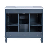 36'' Bathroom Vanity With Top Sink, Royal Blue Mirror Cabinet, Modern Bathroom Storage Cabinet With 2 Soft Closing Doors And 2 Drawers, Single Sink Bathroom Vanity
