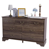 Brown P2 MDF 137x40x80CM 3-layer 7-drawer Chest Of Drawers 1pcs