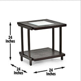 Sophisticated Rustic Industrial End Table - Rich Wood Tabletop, Roomy Bottom Shelf Stylized Iron Frame, Unique Accent Piece